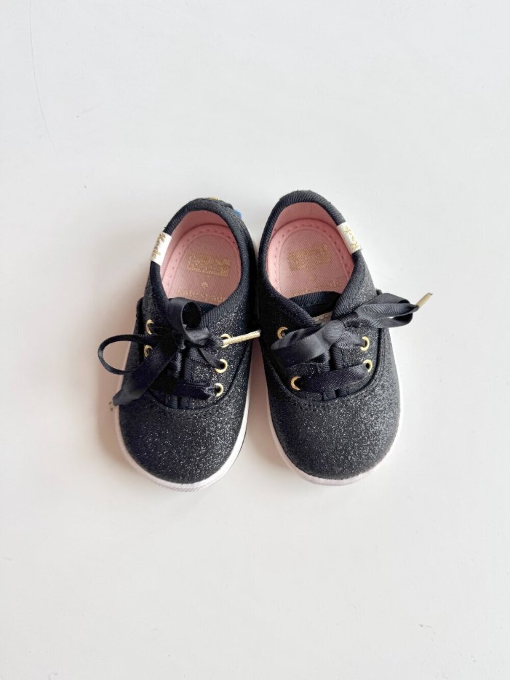 NWOB Baby KEDS x KATE SPADE Champion Glitter Crib Black Sneakers, Size 3M - Picture 2 of 9